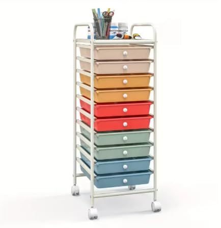 10 Drawer Rolling Storage Cart Organizer with Locking Wheels R759