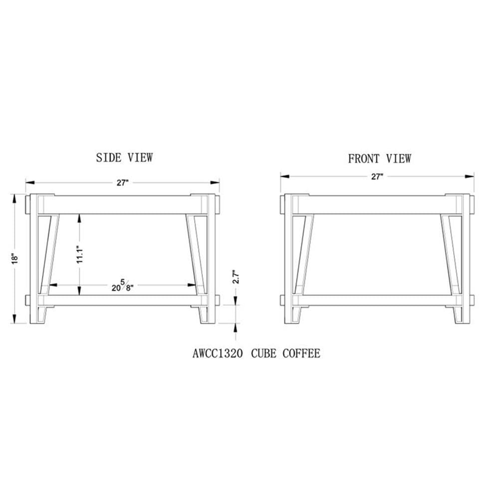 Natural Solid Wood Coffee Table with Metal Frame B39526