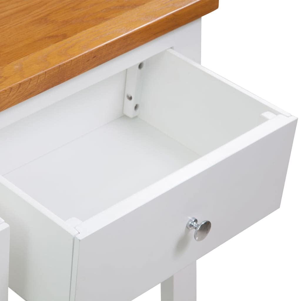 Solid Oak and Acacia Wood Console Table with Two Drawers and Shelf N480681