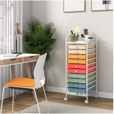 10 Drawer Rolling Storage Cart Organizer with Locking Wheels R759