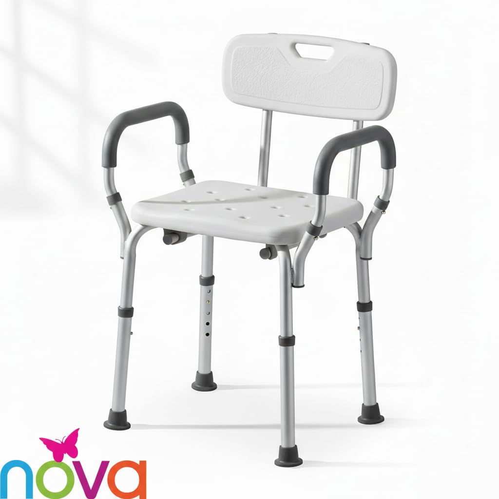 Bath Seat with Removable Arms & Back, 300 lb Capacity, Adjustable Height F588997