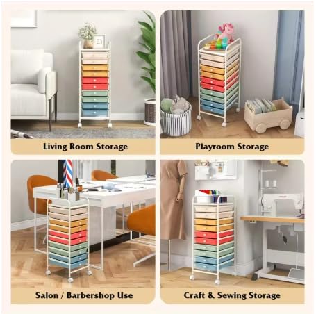 10 Drawer Rolling Storage Cart Organizer with Locking Wheels R759