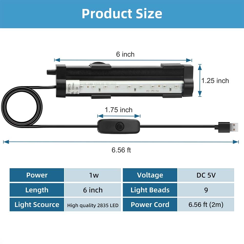 6 Inch IP68 Waterproof Color Changing Submersible Aquarium Light P30263