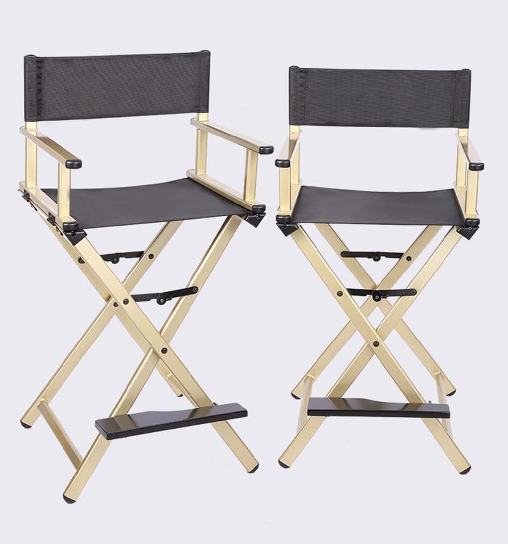 Black Aluminum Folding Director's Chair with Footrest X2311
