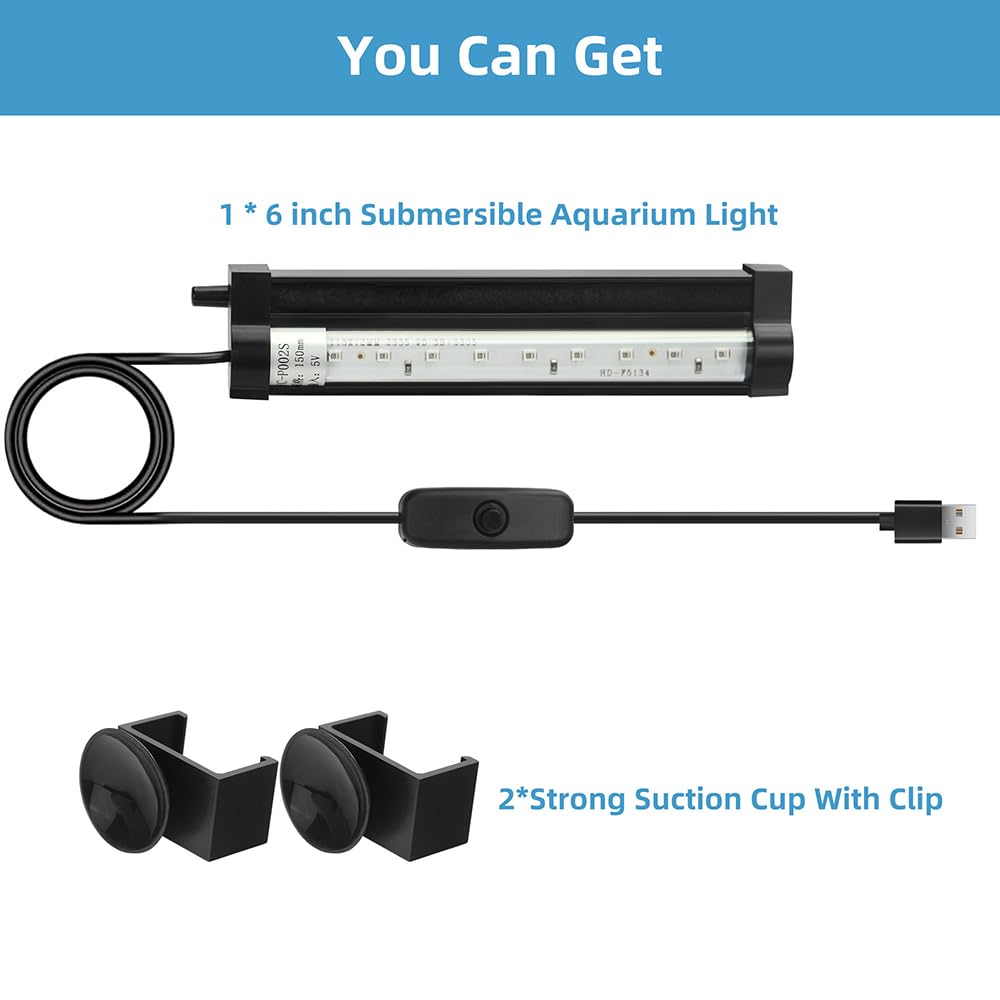 6 Inch IP68 Waterproof Color Changing Submersible Aquarium Light P30263