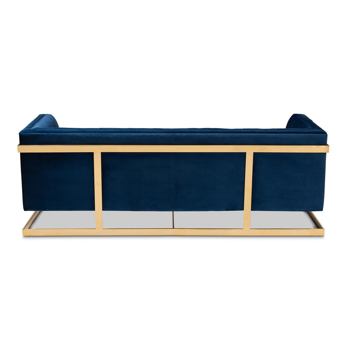 Navy Blue Velvet Button Tufted Gold Sofa D9450