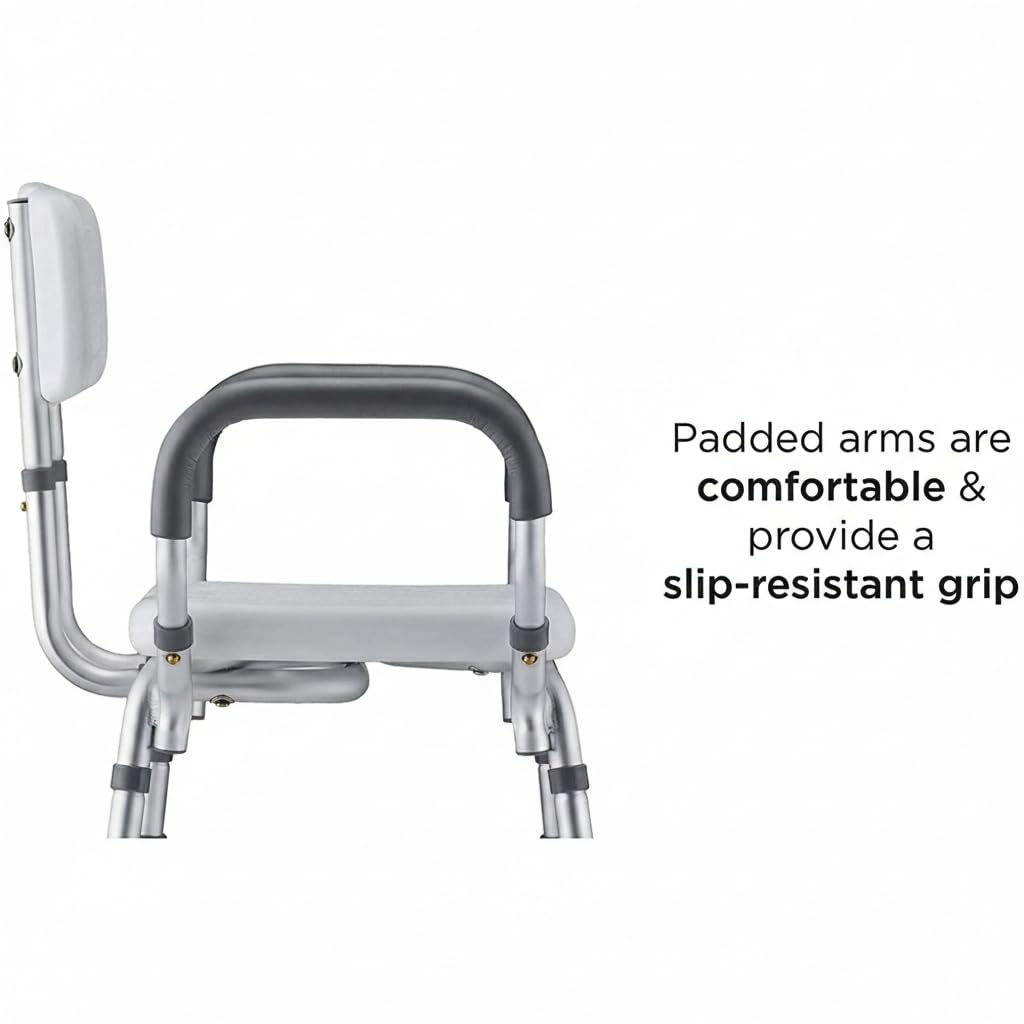 Bath Seat with Removable Arms & Back, 300 lb Capacity, Adjustable Height F588997