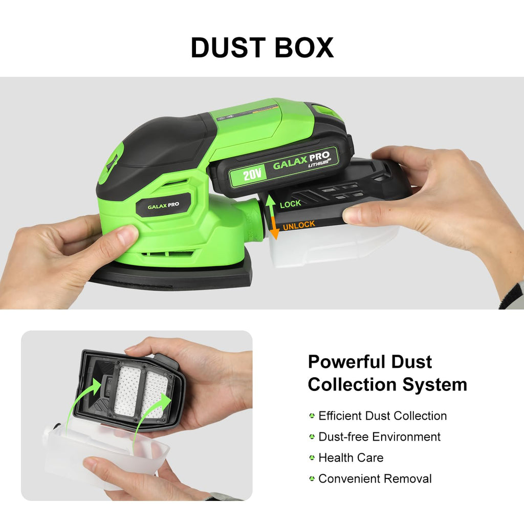 Cordless Detail Sander 2.0Ah Battery, 20 Pcs Sandpapers I8641