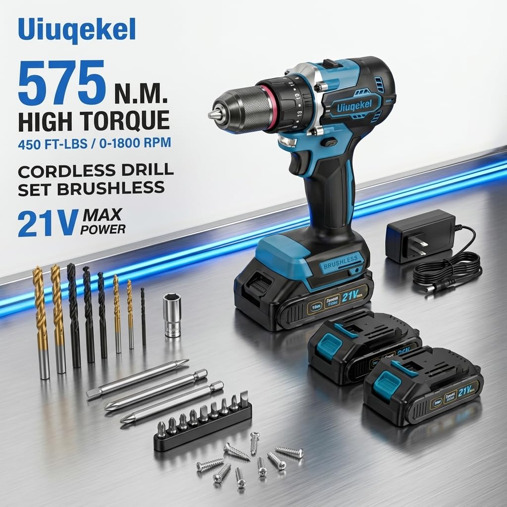 21V Brushless Cordless Drill Driver Kit with 2 Batteries & Charger D231