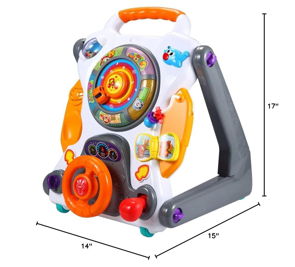 3-in-1 Sit-to-Stand Baby Walker Learning Walker Entertainment Table Drawing Board White/Gray H85859