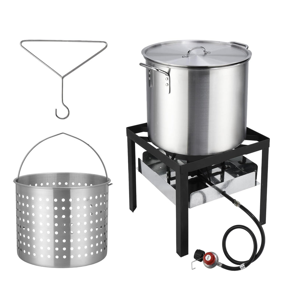 60QT Aluminum Seafood Boil Pot with Basket X12908