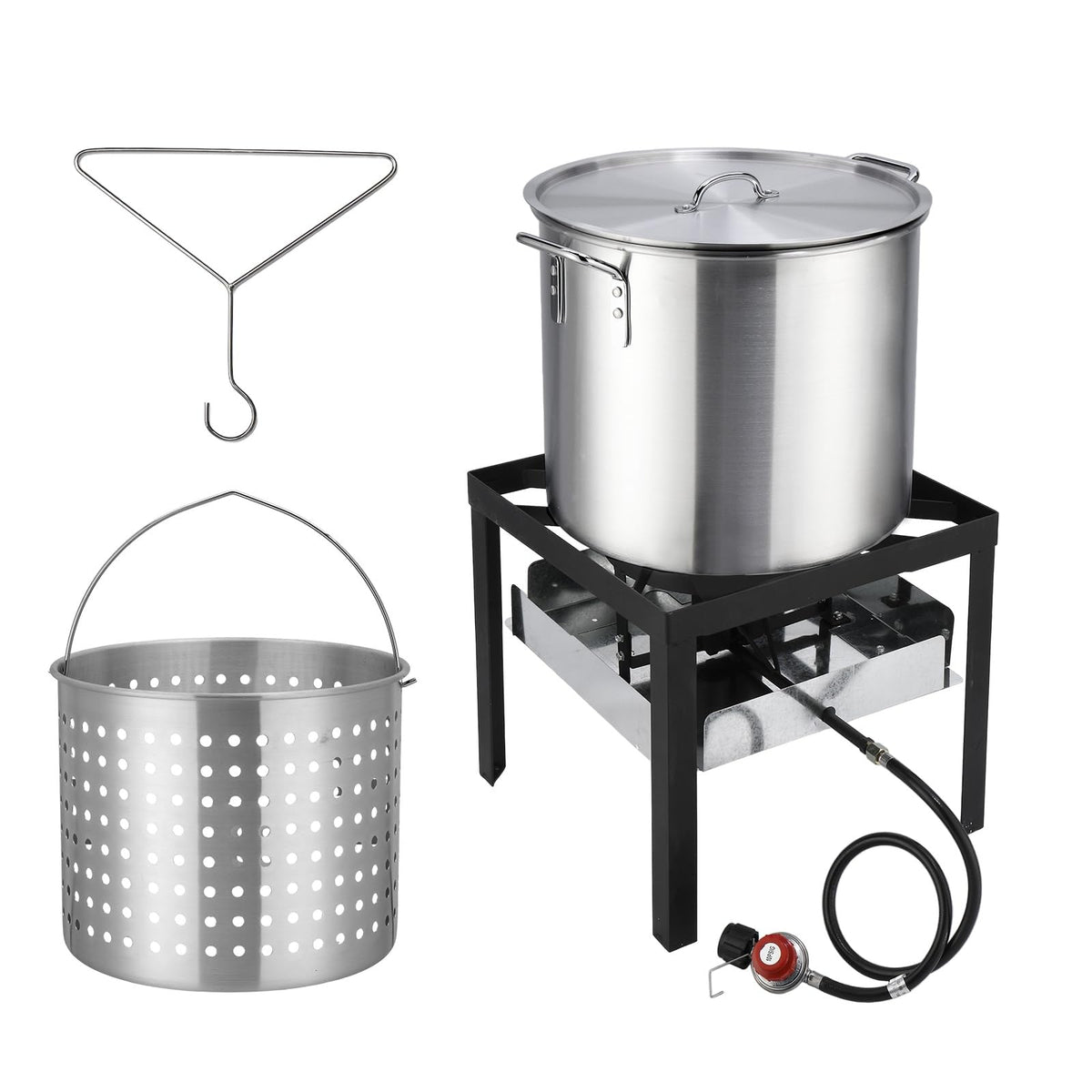 60QT Aluminum Seafood Boil Pot with Basket X12908