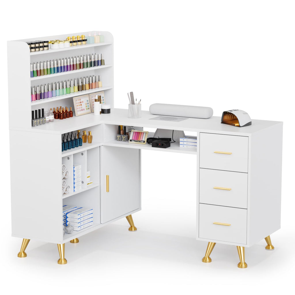 L Shaped Manicure Table with Dust Collector E50992