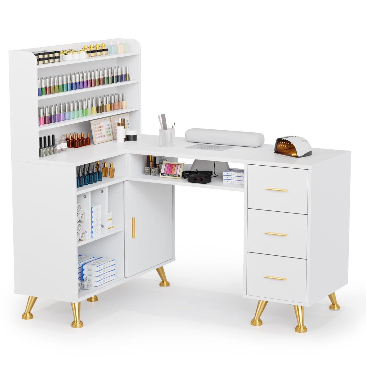 L Shaped Manicure Table with Dust Collector E50992