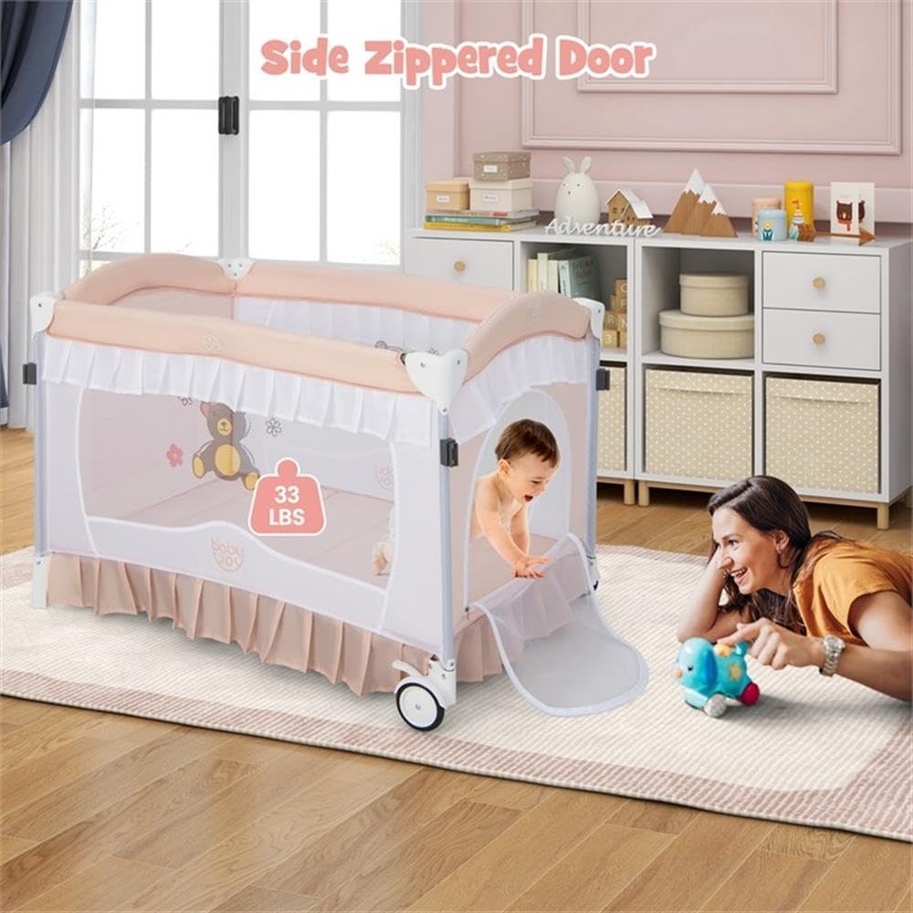 Pink 4-in-1 Portable Playard with Carry Bag C782326