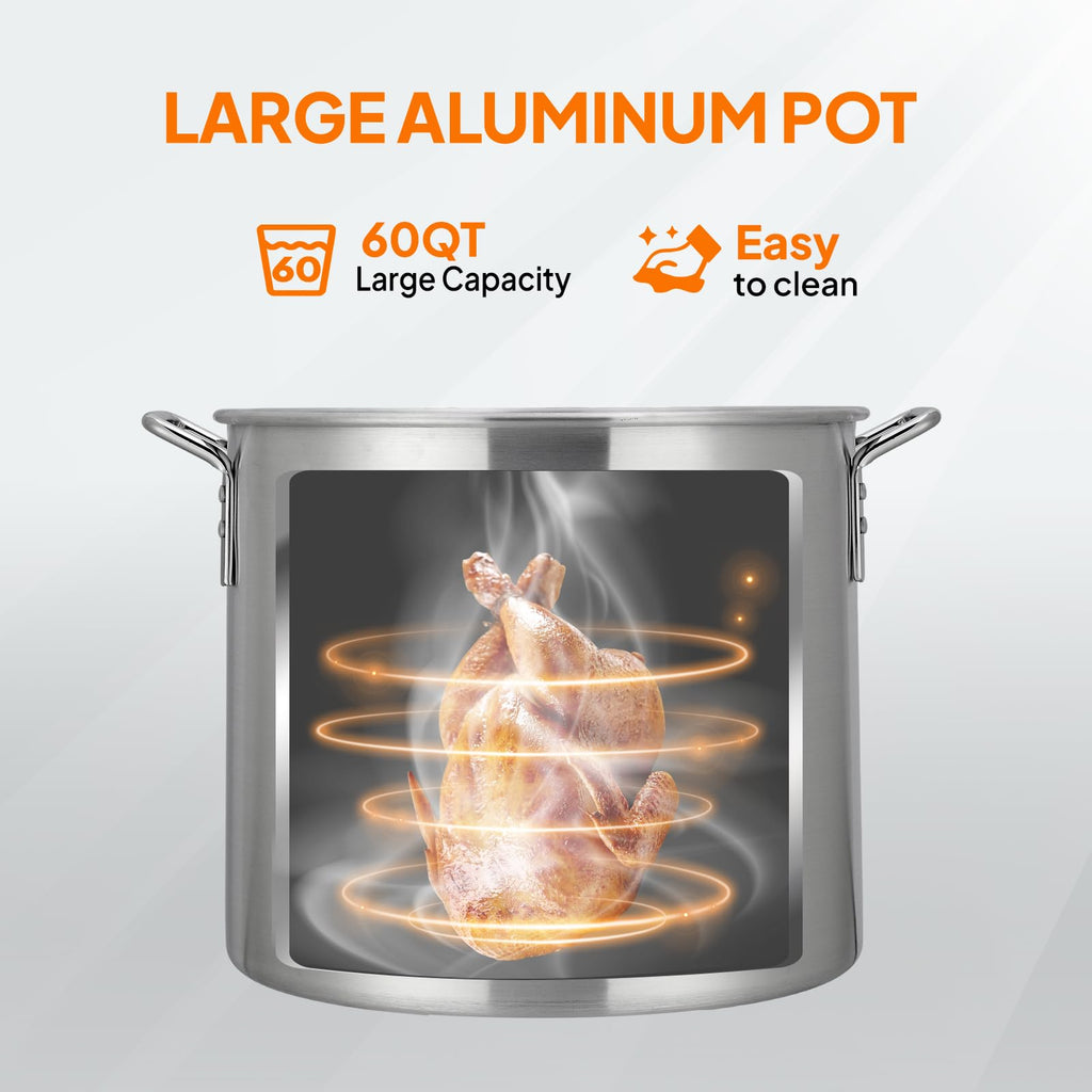 60QT Aluminum Seafood Boil Pot with Basket X12908