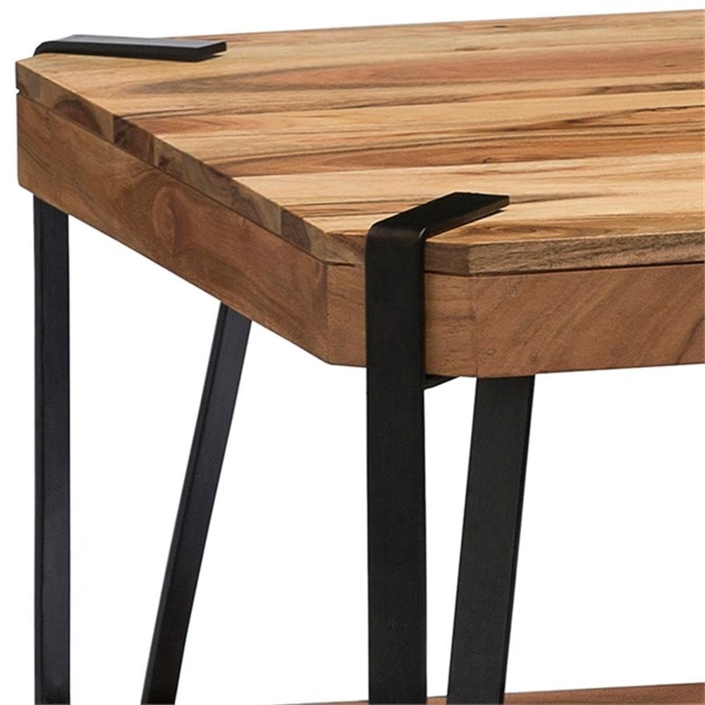 Natural Solid Wood Coffee Table with Metal Frame B39526