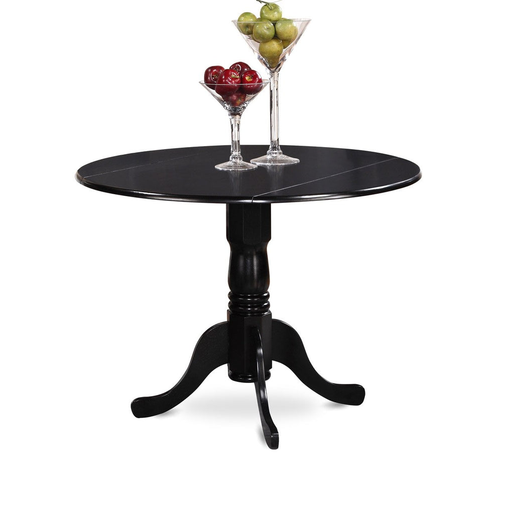 5 Piece Round Dining Table Set with Dropleaf and 4 Faux Leather Chairs L9617