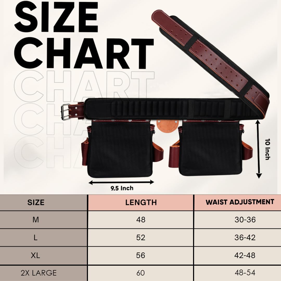 Heavy Duty Leather & 1680D Nylon 26 Pockets Electrician Tool Belt & Bag Combo Q572918