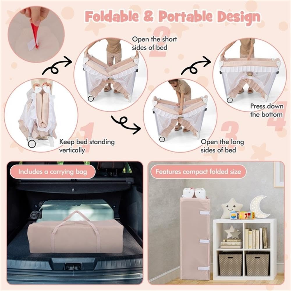 Pink 4-in-1 Portable Playard with Carry Bag C782326