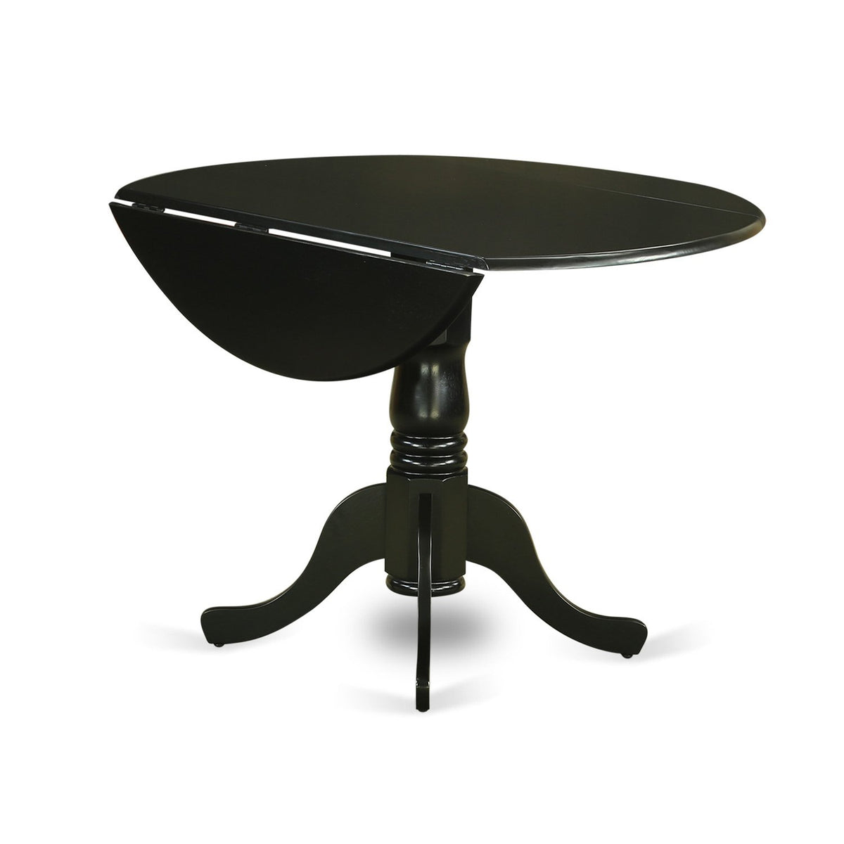 5 Piece Round Dining Table Set with Dropleaf and 4 Faux Leather Chairs L9617