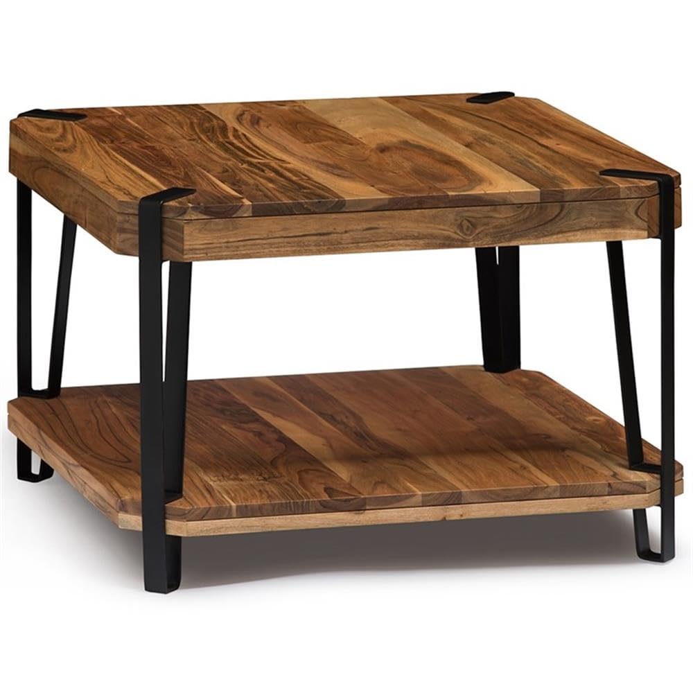 Natural Solid Wood Coffee Table with Metal Frame B39526