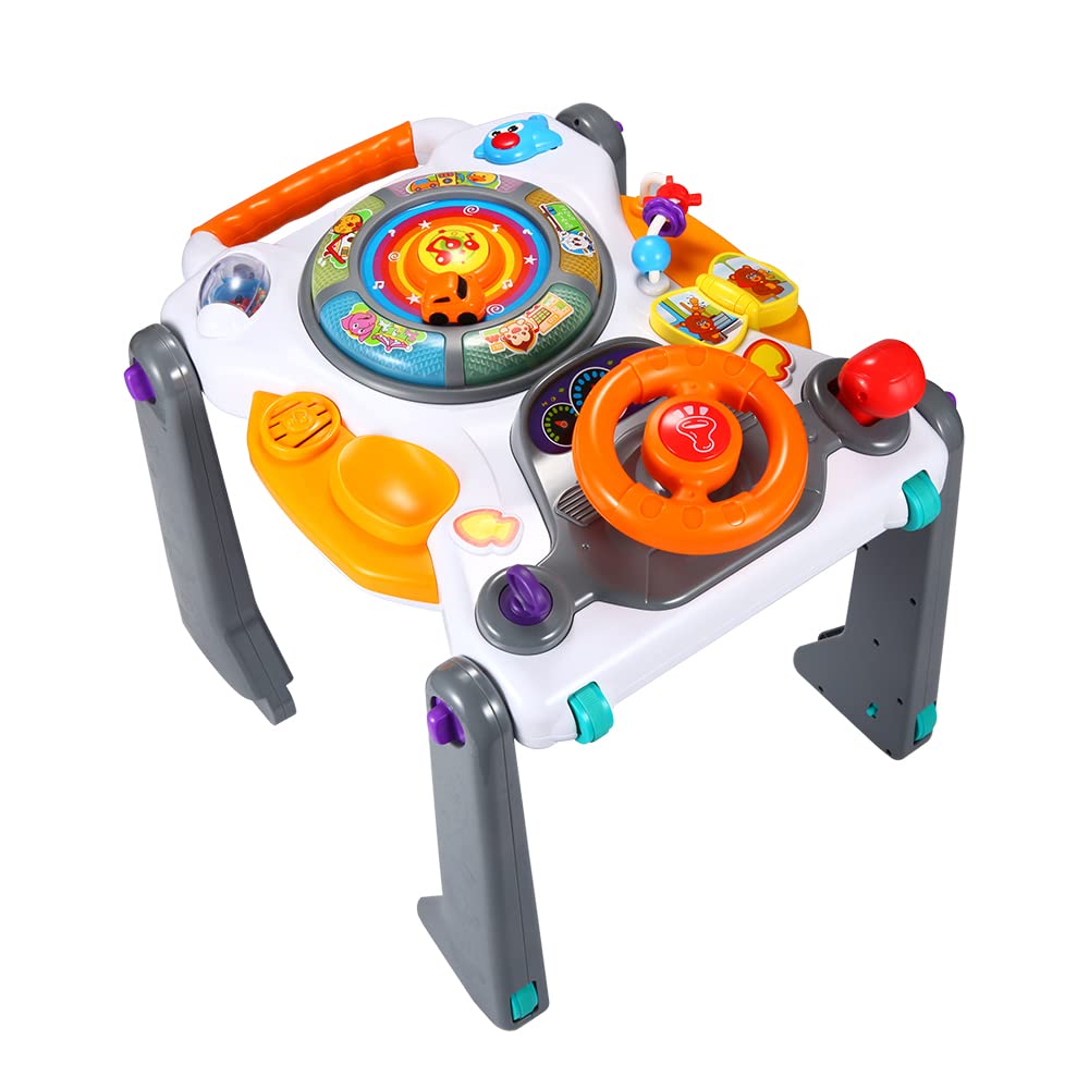 3-in-1 Sit-to-Stand Baby Walker Learning Walker Entertainment Table Drawing Board White/Gray H85859