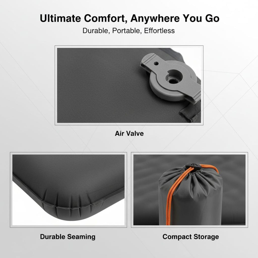2 Pcs Inflatable Seat Cushion, 16.9 x 13 in Nylon TPU K927350