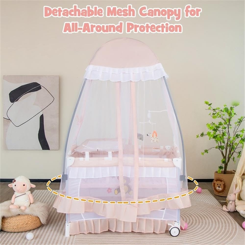 Pink 4-in-1 Portable Playard with Carry Bag C782326