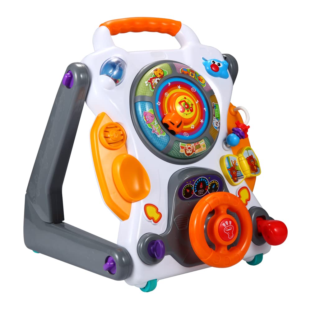 3-in-1 Sit-to-Stand Baby Walker Learning Walker Entertainment Table Drawing Board White/Gray H85859