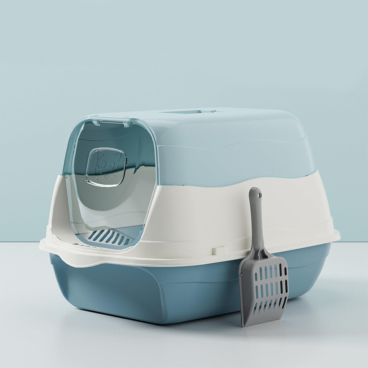 Enclosed Cat Litter Box with Lid and Scoop A369432
