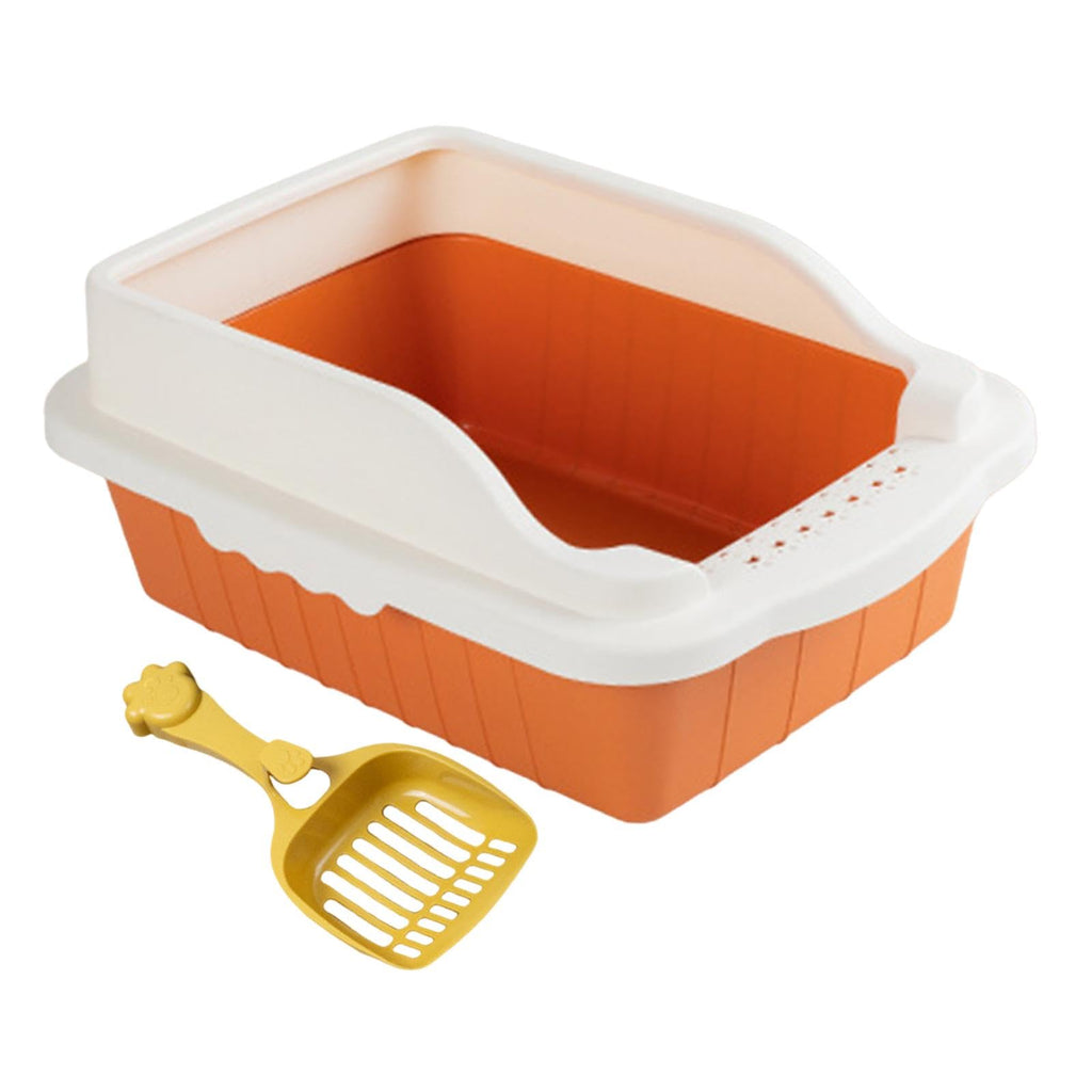 Orange Cat Litter Box with Sifting Spoon E36904