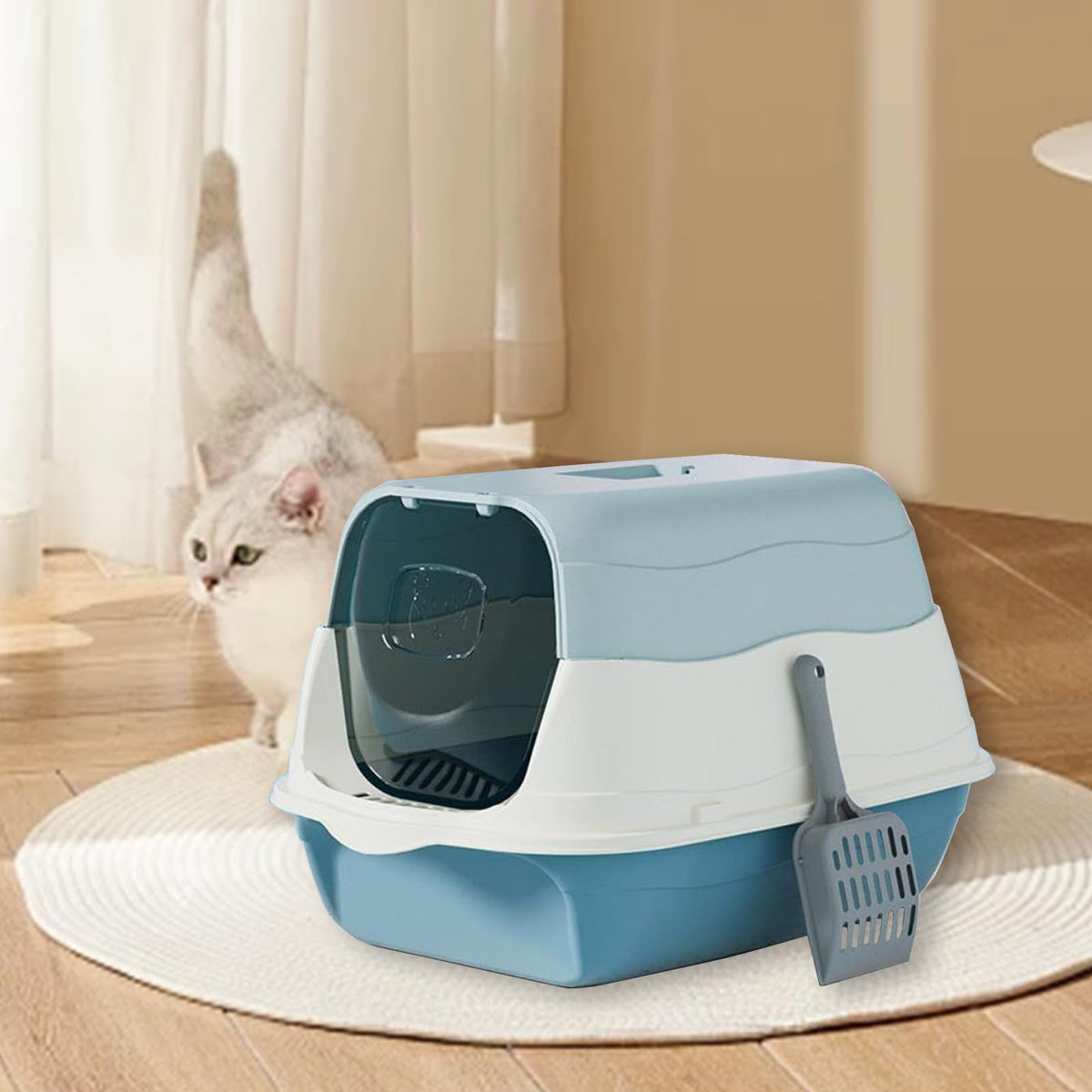 Enclosed Cat Litter Box with Lid and Scoop A369432