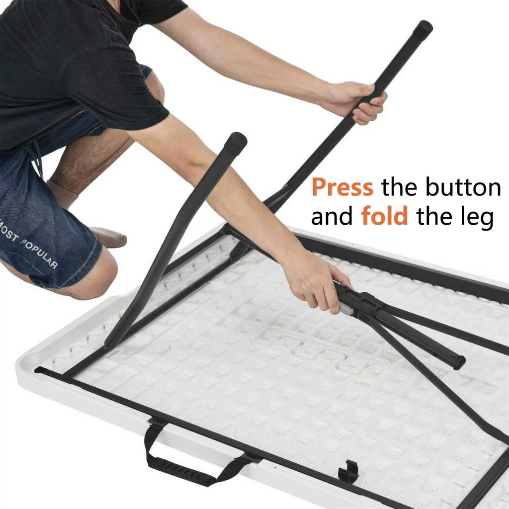 Heavy Duty Portable Folding Table, 6 ft, White J33909