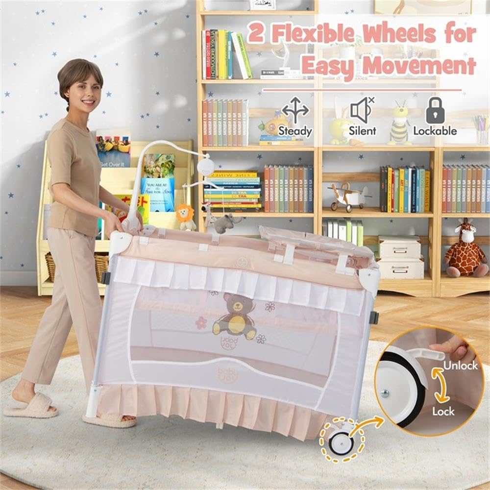 Pink 4-in-1 Portable Playard with Carry Bag C782326