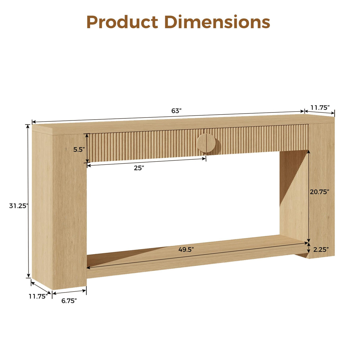Oak Console Table with Storage Drawers H201145