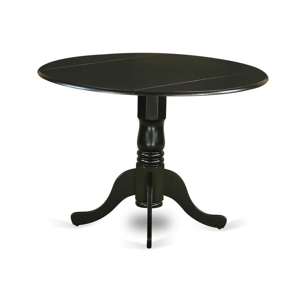 5 Piece Round Dining Table Set with Dropleaf and 4 Faux Leather Chairs L9617
