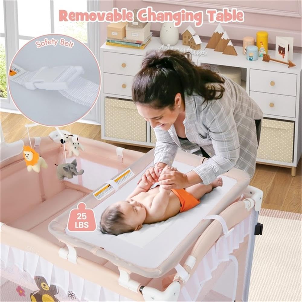 Pink 4-in-1 Portable Playard with Carry Bag C782326