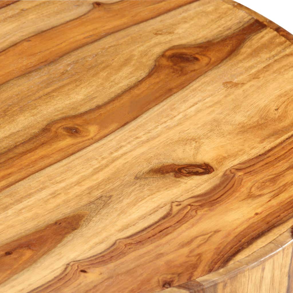Solid Sheesham Wood Round Coffee Table 25.6 in Diameter Polished Finish N740671
