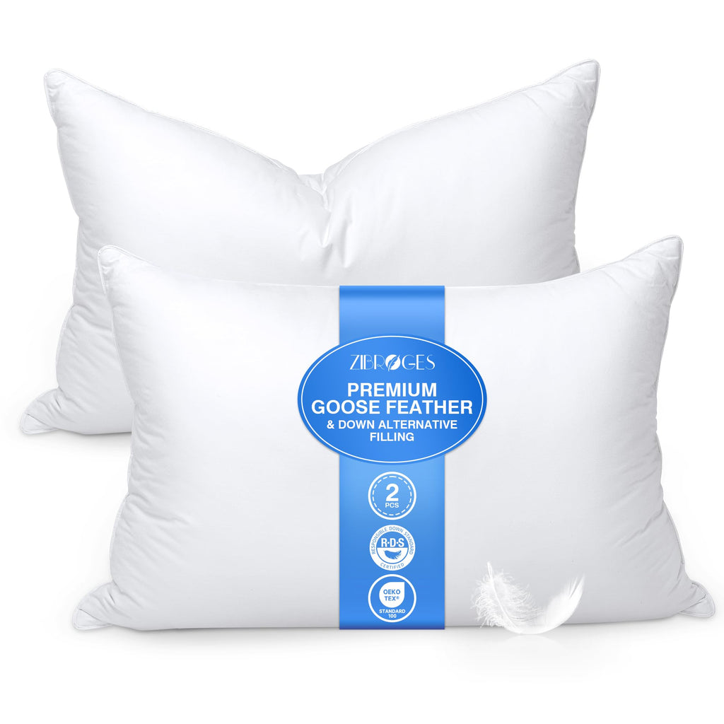 Queen Size Set of 2 Feather Pillows B585
