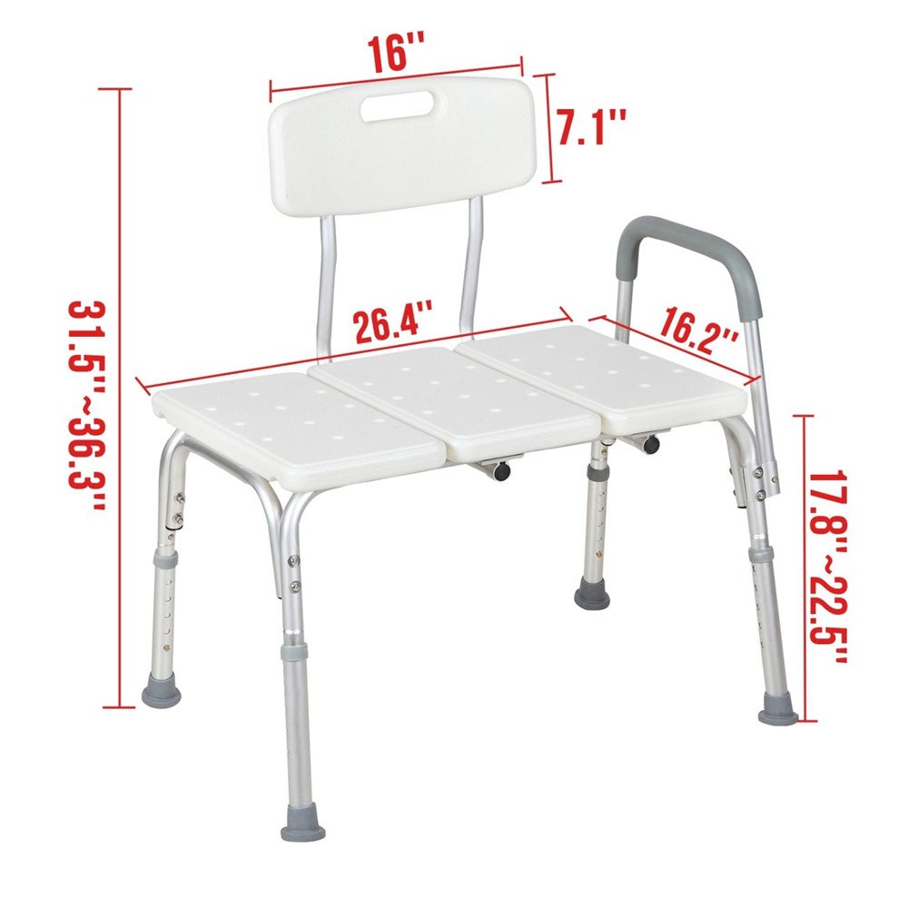 White Bath Chair with Padded Armrests and Back O5023