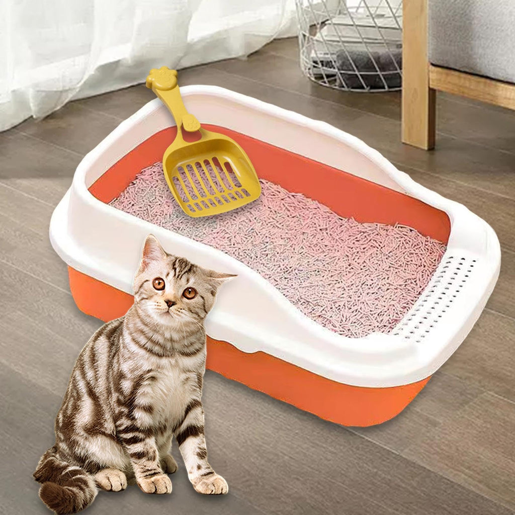 Orange Cat Litter Box with Sifting Spoon E36904