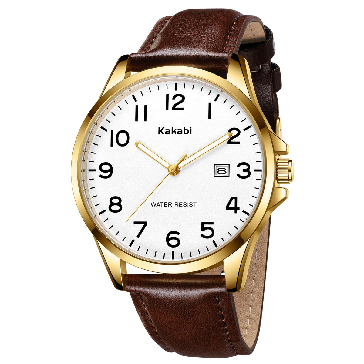 Men Fashion Minimalist Waterproof Quartz Analog Date Leather Strap Watch K45050