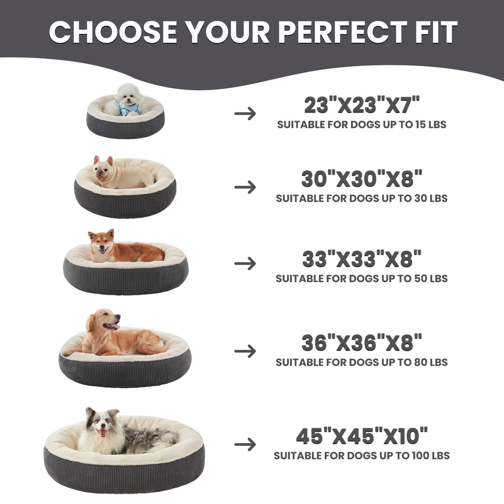 36 inches Dark Grey Donut Dog Bed K223