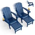 Adjustable Adirondack Chairs with Ottoman Set of 2 Blue G623395