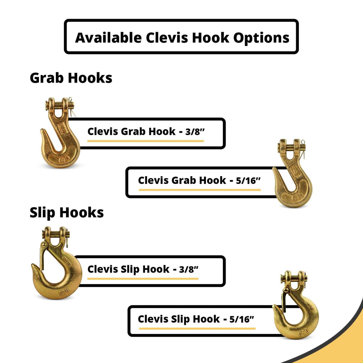 3/8 Clevis Hook G70 4 Pack D63633