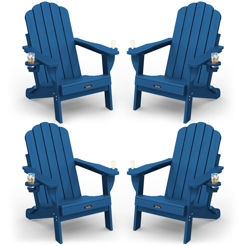 Folding Adirondack Chairs Set of 4 with 2 Cup Holders D590