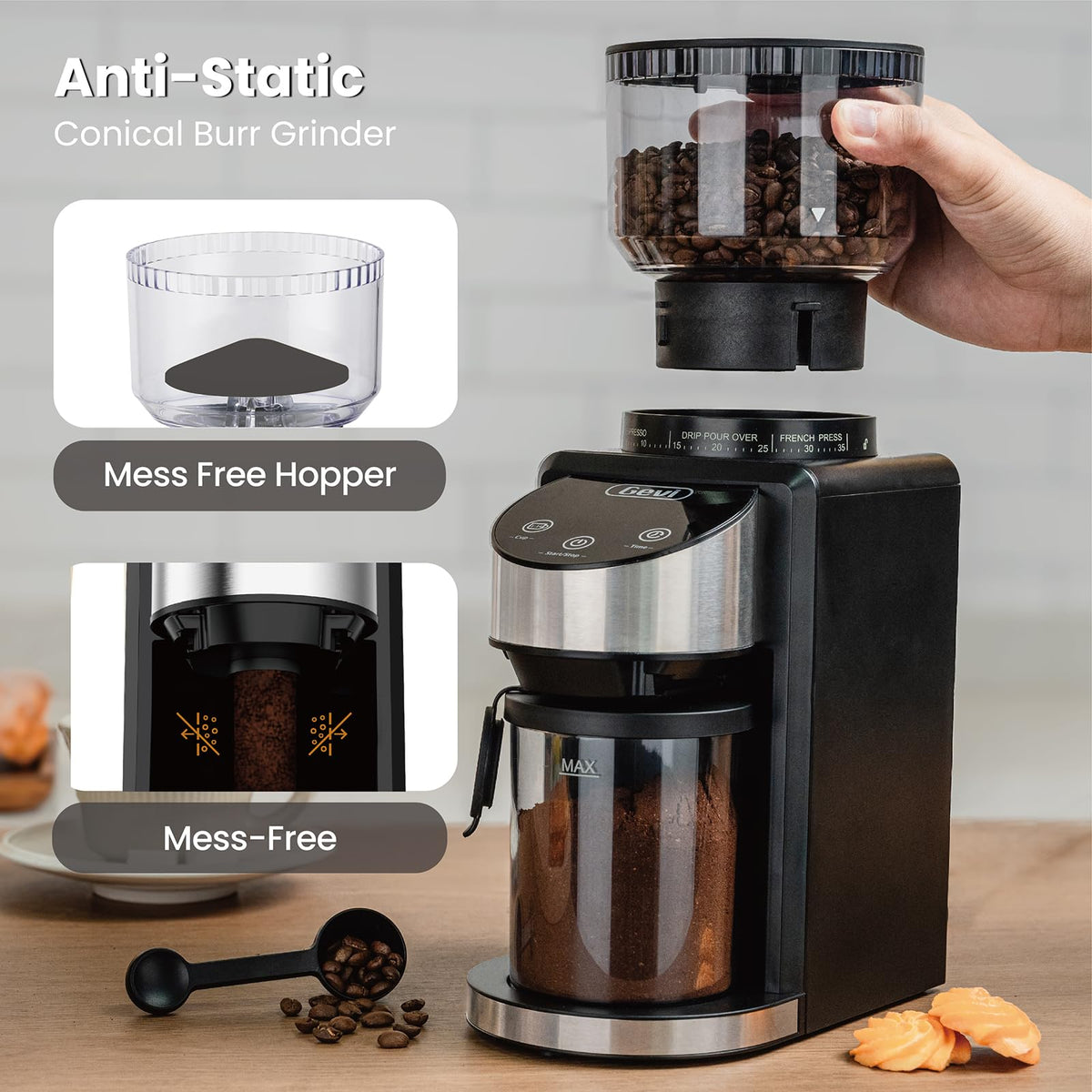 Black Burr Grinder 35 Settings T858