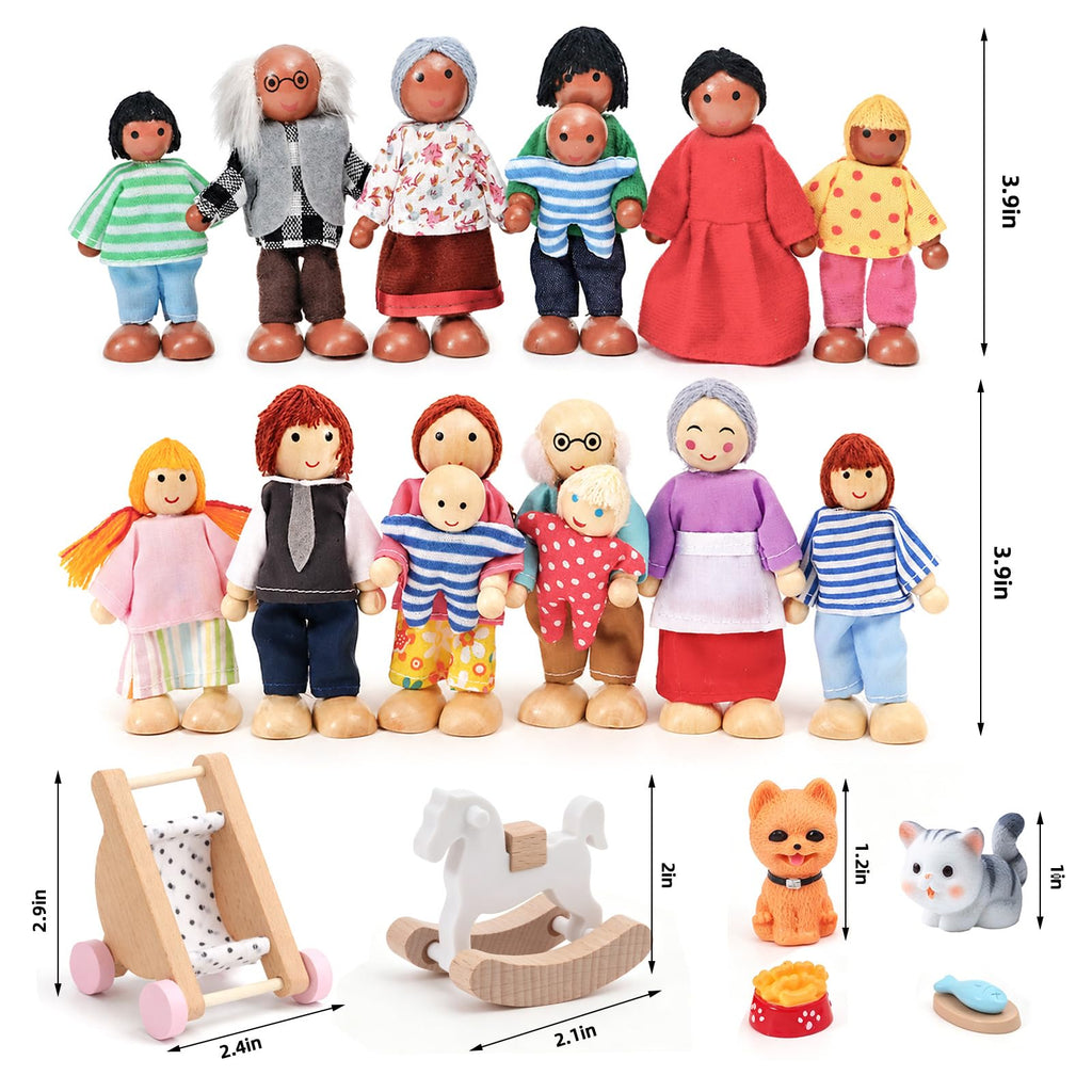 Wooden Dollhouse Family Set Figures E2958