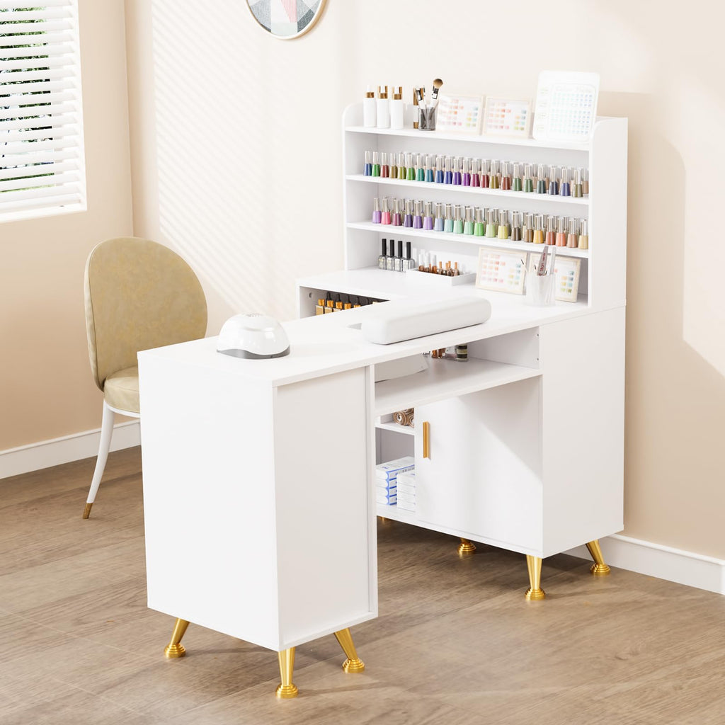 L Shaped Manicure Table with Dust Collector E50992